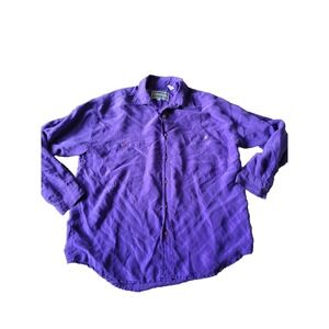 Point Zero Original Concept XL  100% Silk Shirt Purple Long Sleeve